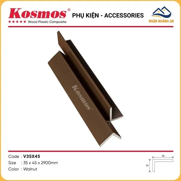 Nẹp Góc V Gỗ Nhựa Ngoài Trời Kosmos Phủ ASA V35X45